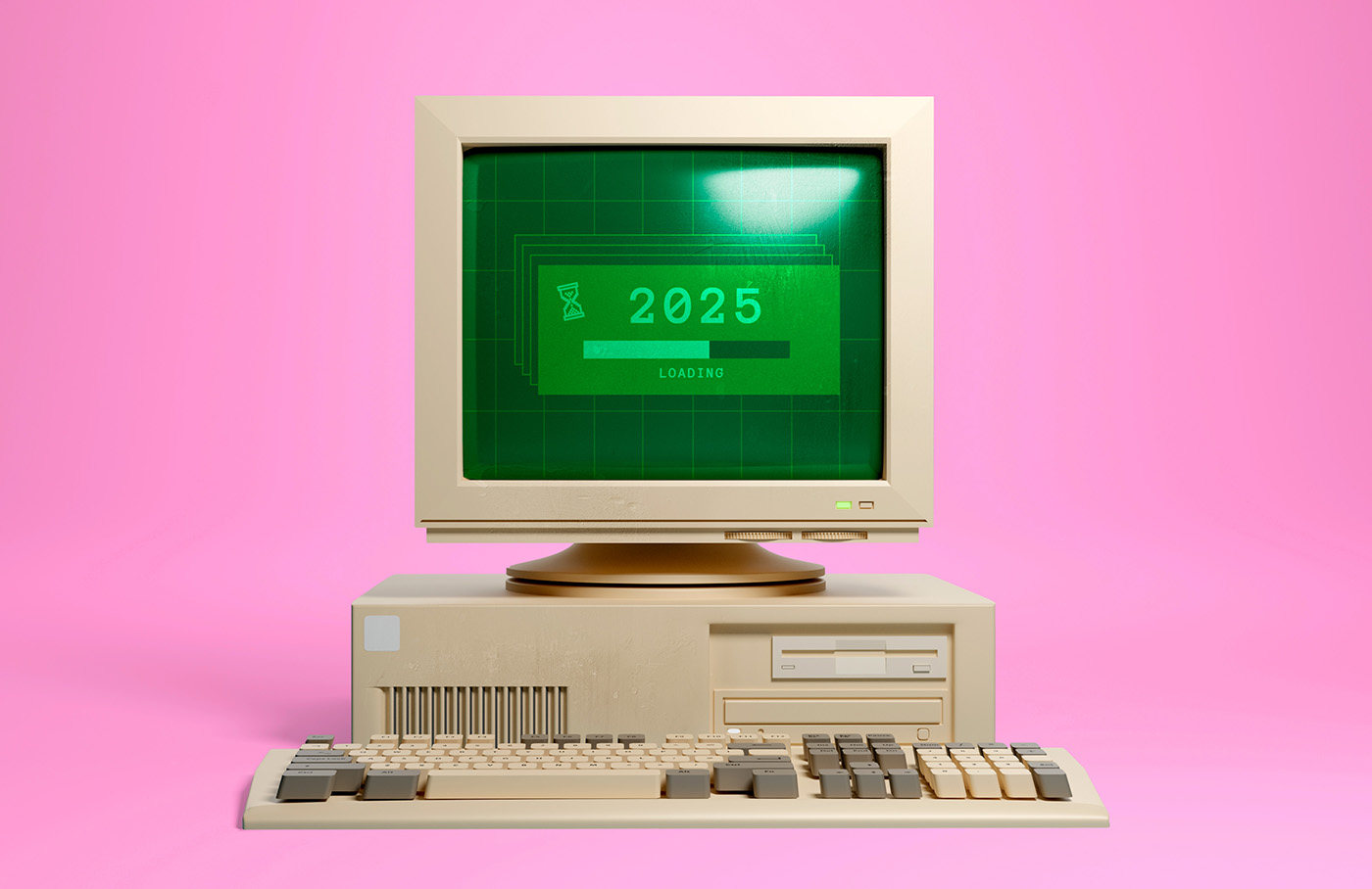 old pc with the studio_upstruct calendar 2025 loading bar